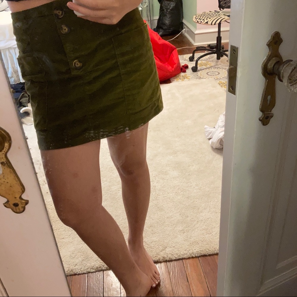 UO bdg high waist green mini skirt